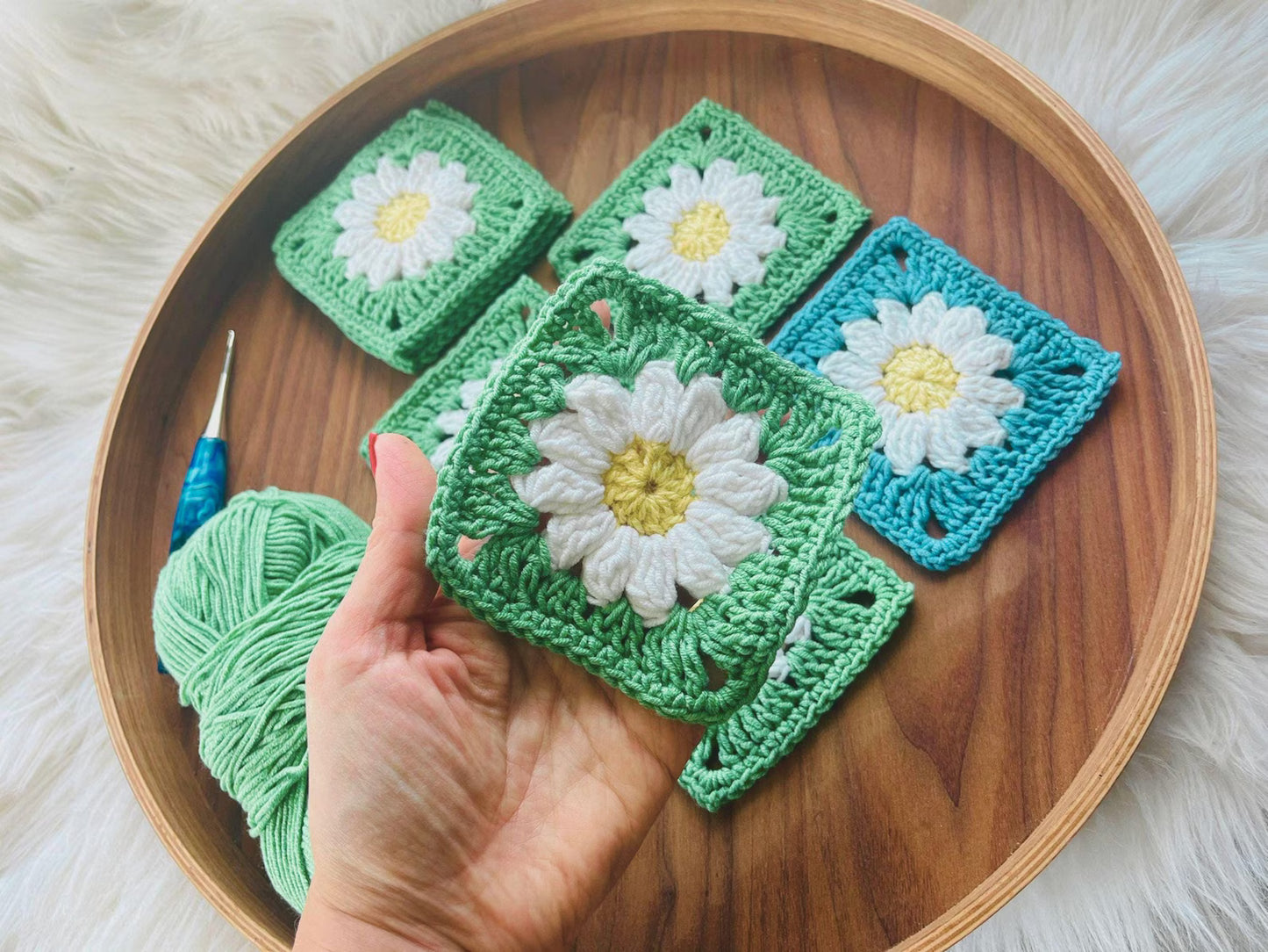Granny Square Flowers Crochet Patterns Ebook Bundle Daisy African Sunburst flowers Easy Beginner Simple US UK terms DIY Craft Gift for mom