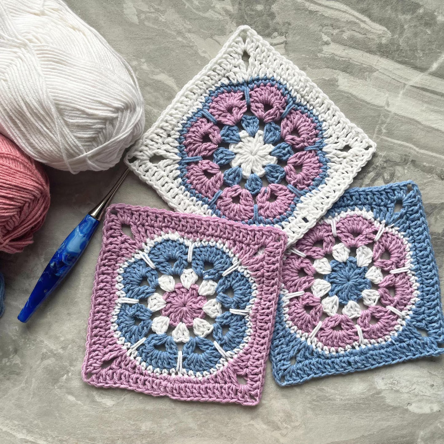 Granny Square Flowers Crochet Patterns Ebook Bundle Daisy African Sunburst flowers Easy Beginner Simple US UK terms DIY Craft Gift for mom