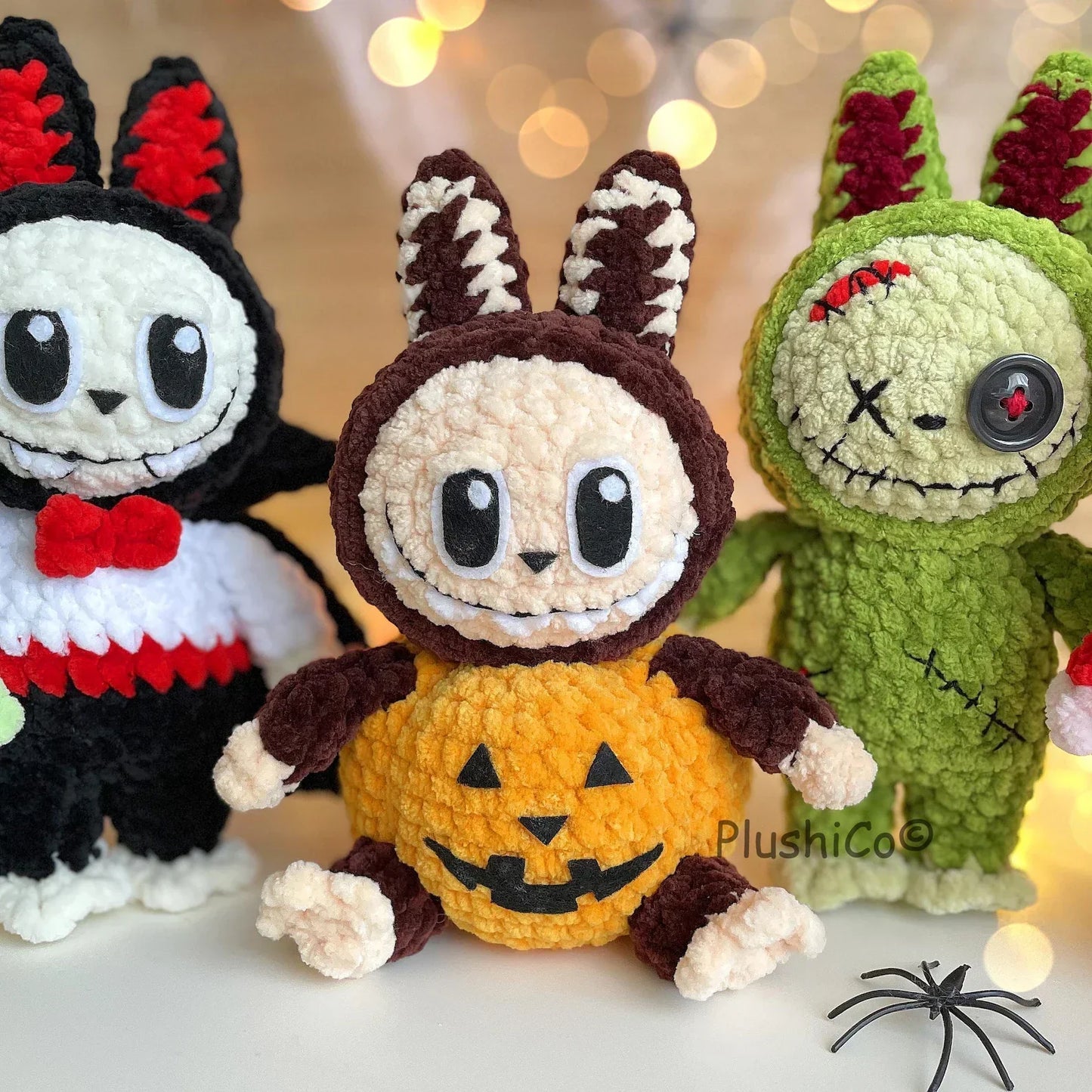 Halloween Crochet Bunny Pattern, Amigurumi Labubu Costume Frankenstein, Dracula, Pumpkin, Zombie, Devil (PDF Tutorial)