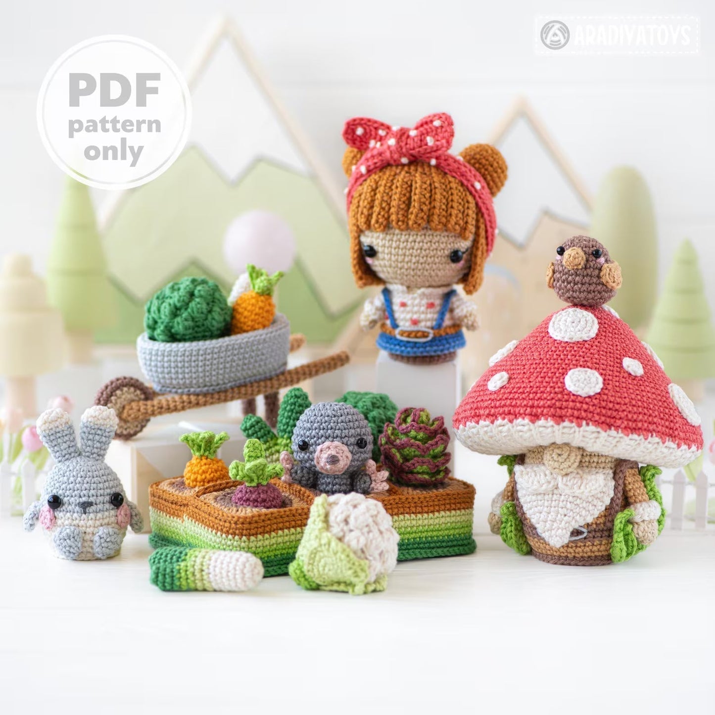 5-in-1 vegetable patch crochet pattern amigurumi