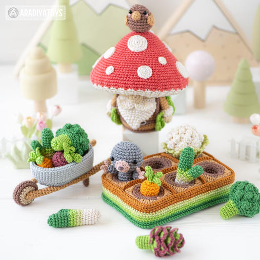 5-in-1 vegetable patch crochet pattern amigurumi