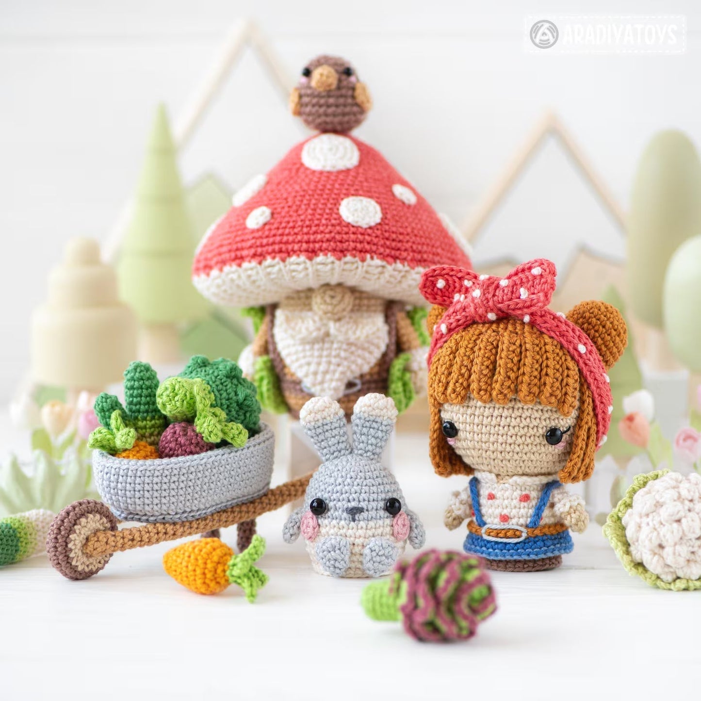5-in-1 vegetable patch crochet pattern amigurumi