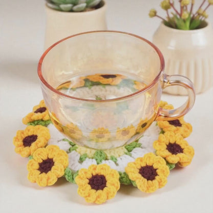 Bloom Pot Crochet Pattern Bundle PDF, Sunflower Rose Peach Blossom Coaster Pot Set, Cute Floral Decor Crochet, Easy DIY, Digital Download